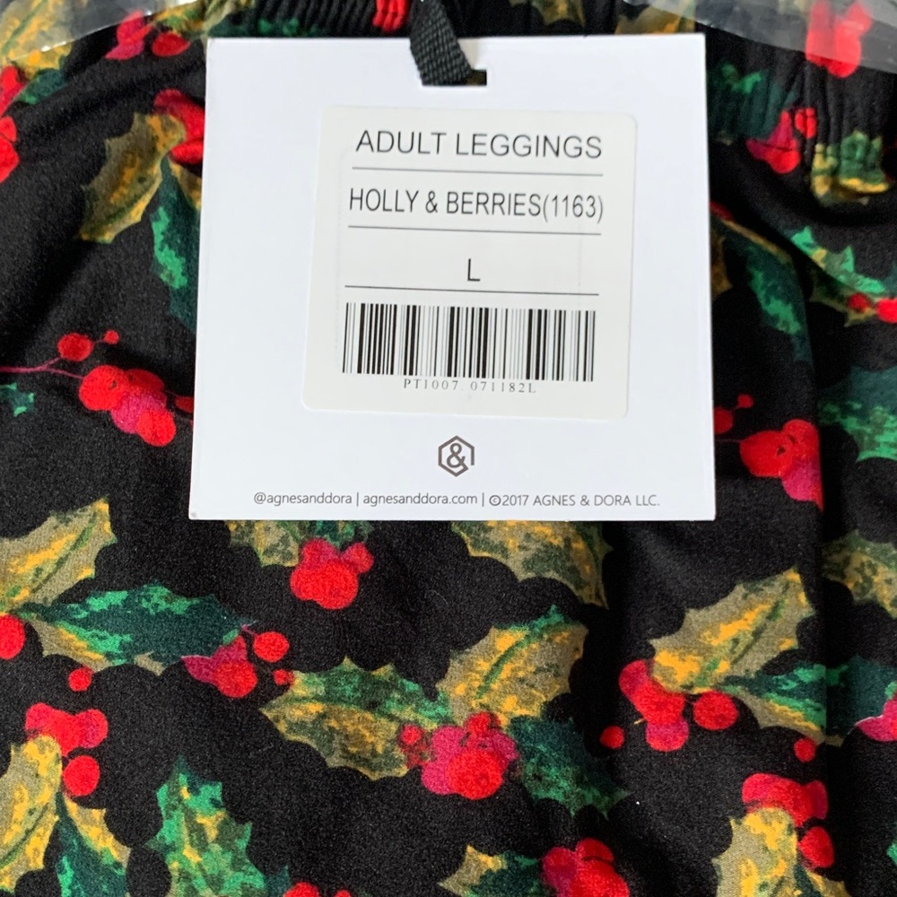 Agnes & Dora Adult size Large Festive Holly Leggings